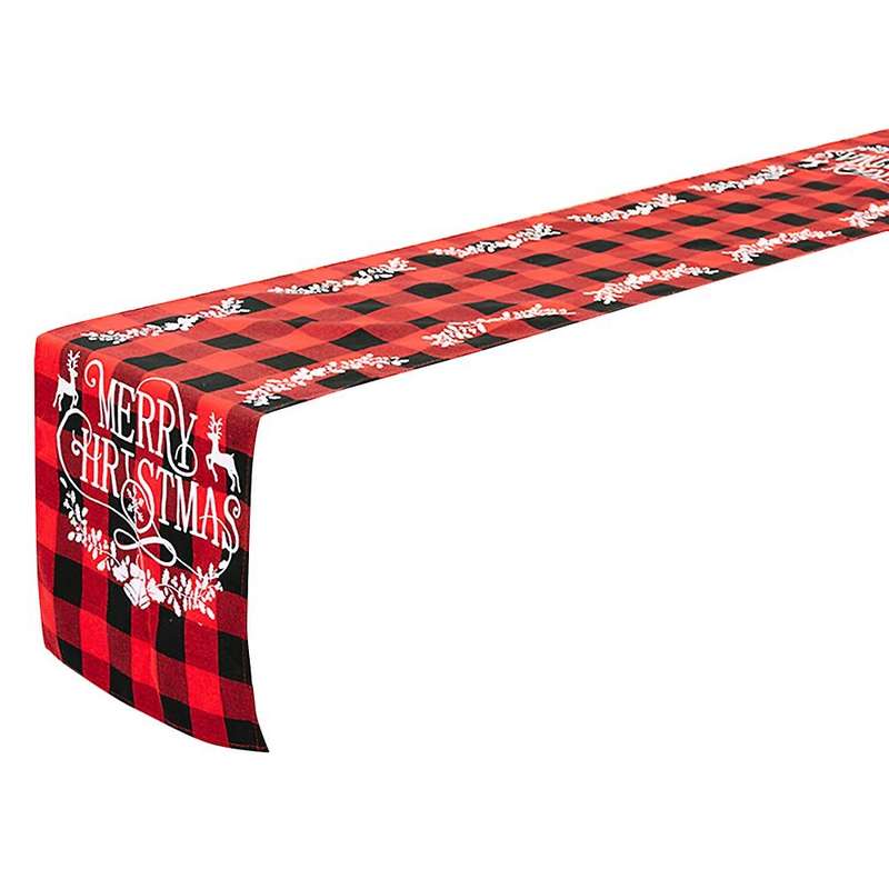 Buffalo Check Christmas Table Runner for Holiday Table Decorations, C