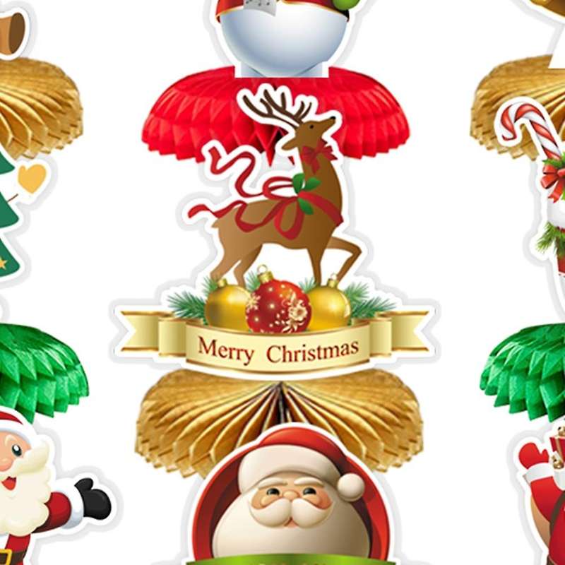 9pcs Christmas Theme Honeycomb Centerpieces Ornaments for Table Decor