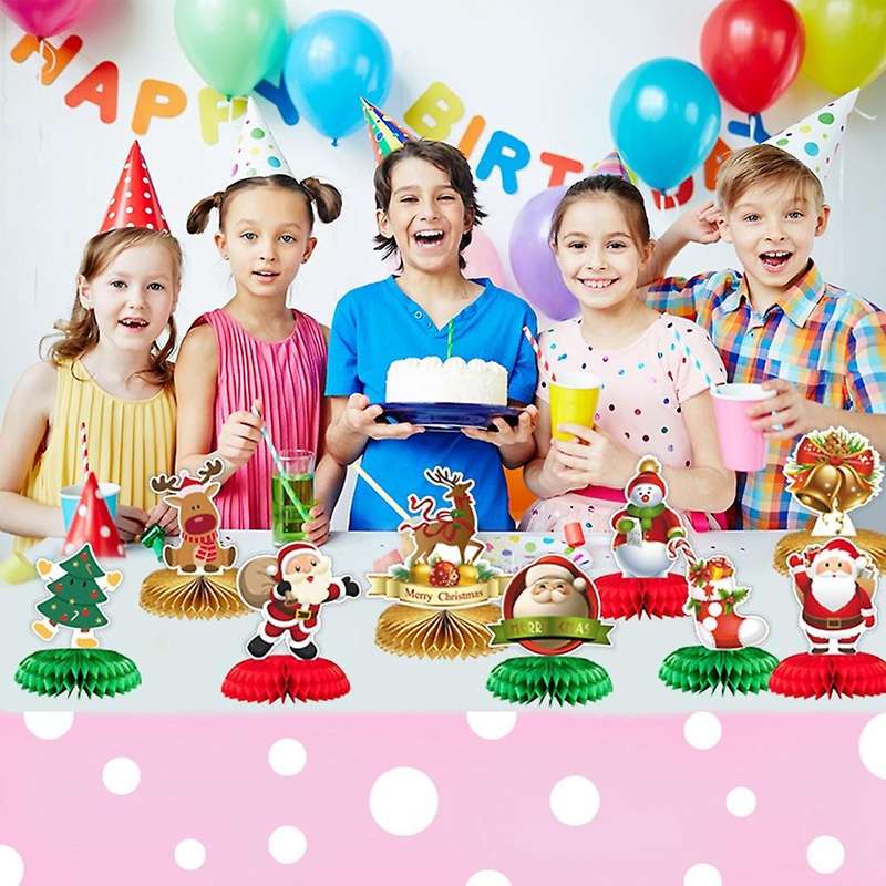 9pcs Christmas Theme Honeycomb Centerpieces Ornaments for Table Decor