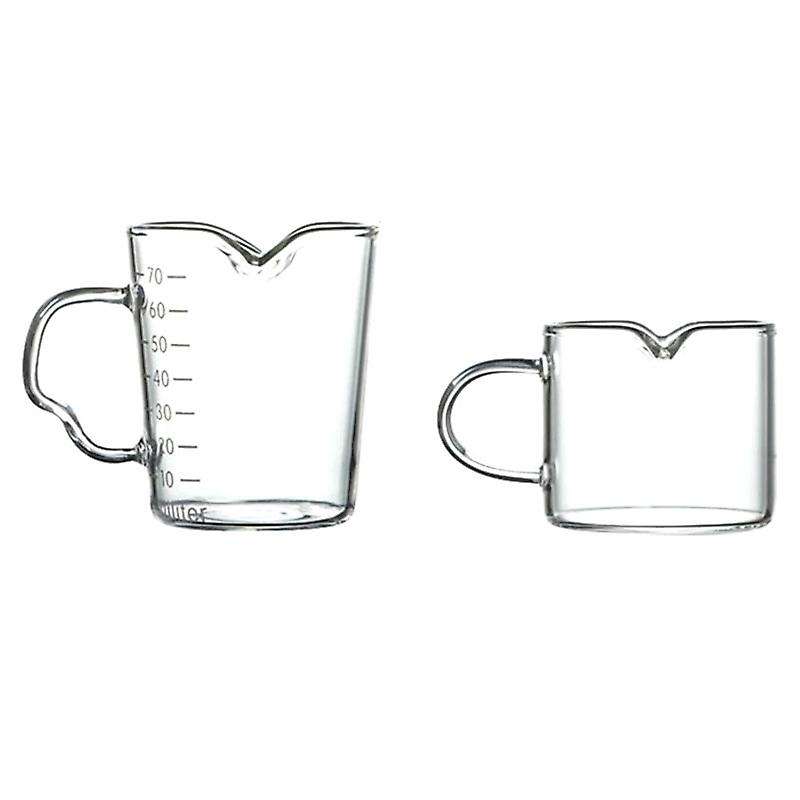 Set Of 2 Glass Milk Jug Twin Spout Pouring Coffee Cream Sauce Jug