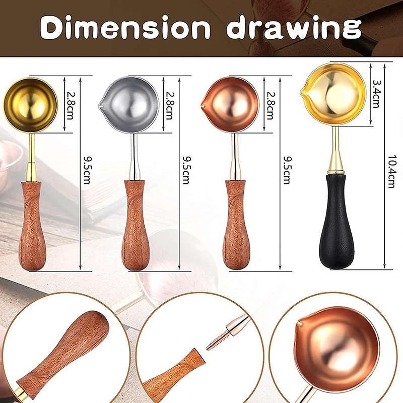 4 Pieces Wax Spoon Big Wooden Handle for Sealing Wax Stamp Envelope