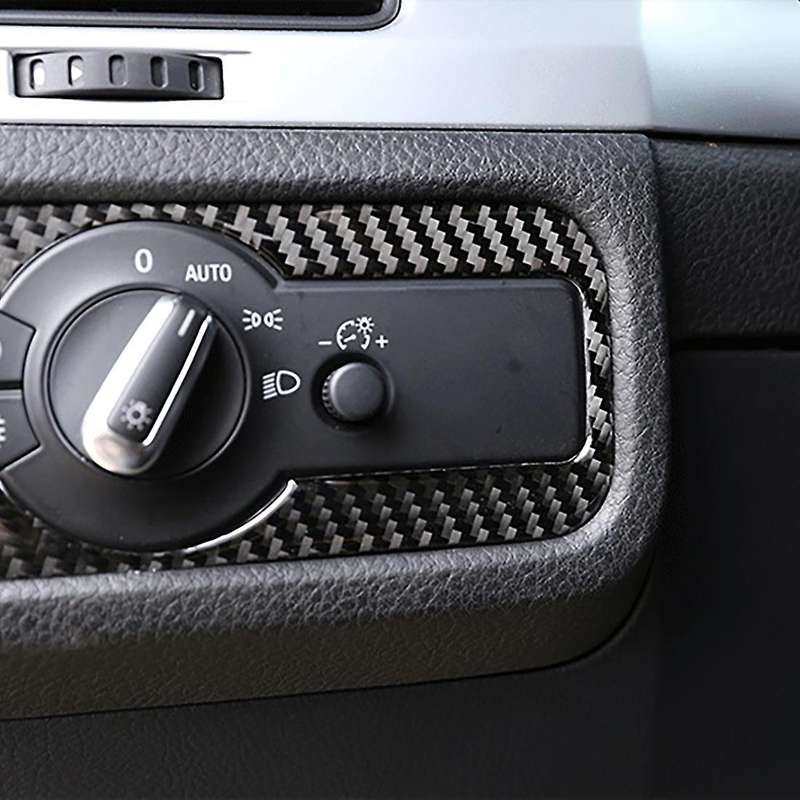 Soft Carbon Fiber Headlight Switch Frame Cover for Touareg 2011-2018