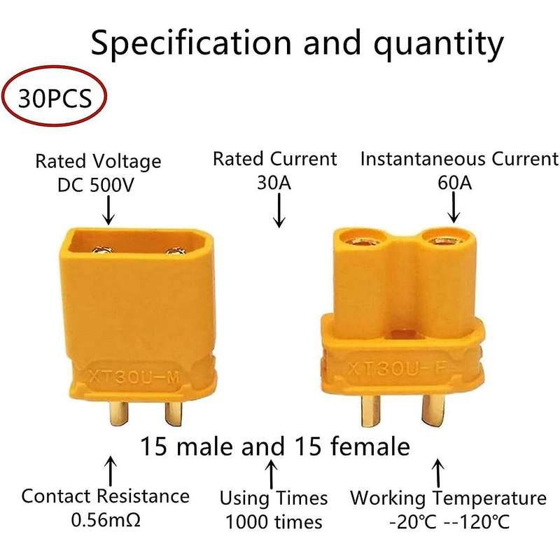 Xt30 Male Female Battery Connectors Xt30u Male Female Connectors