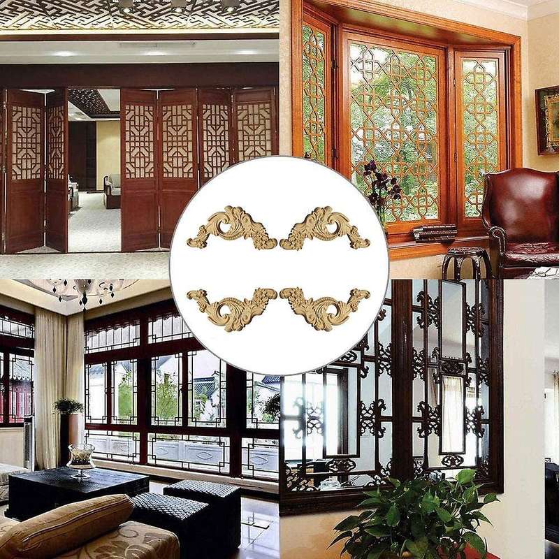 4pcs Carved Unpainted European Exquisite Floral Furniture