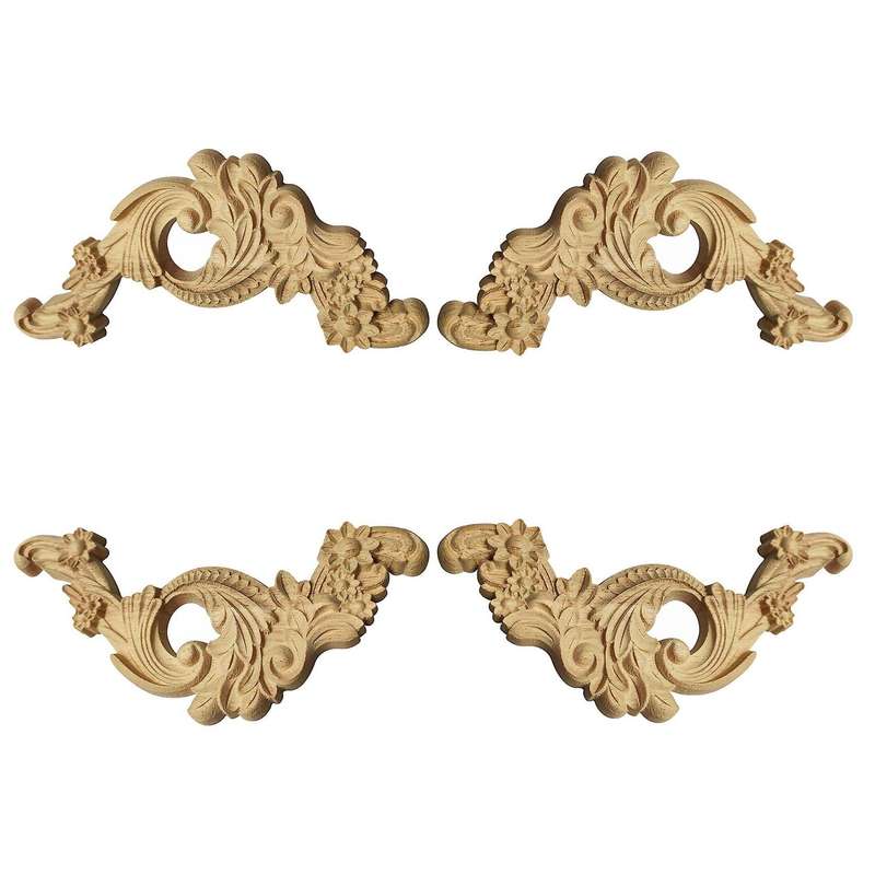 4pcs Carved Unpainted European Exquisite Floral Furniture
