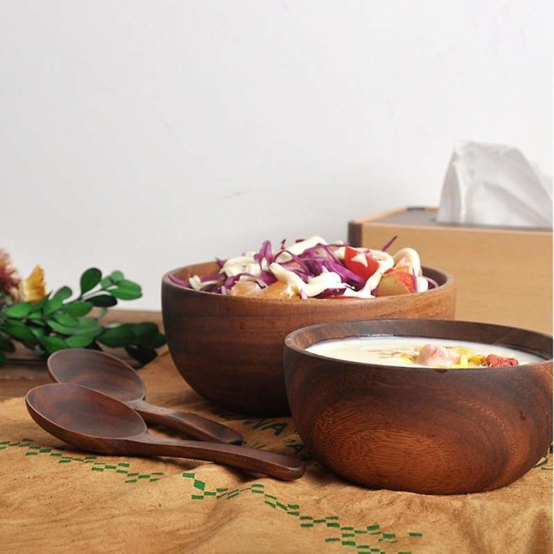 Acacia Wood for Fruits, Noodle, Salad Wooden Bowl 5.1x2.4inch