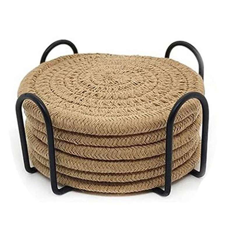 6pcs Beverage Coaster with Bracket for Thick and Heat-resistant,a