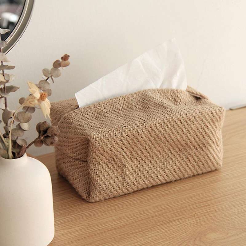 Large Cotton Linen Cloth Art Tissue Box Simple Paper Box(d)