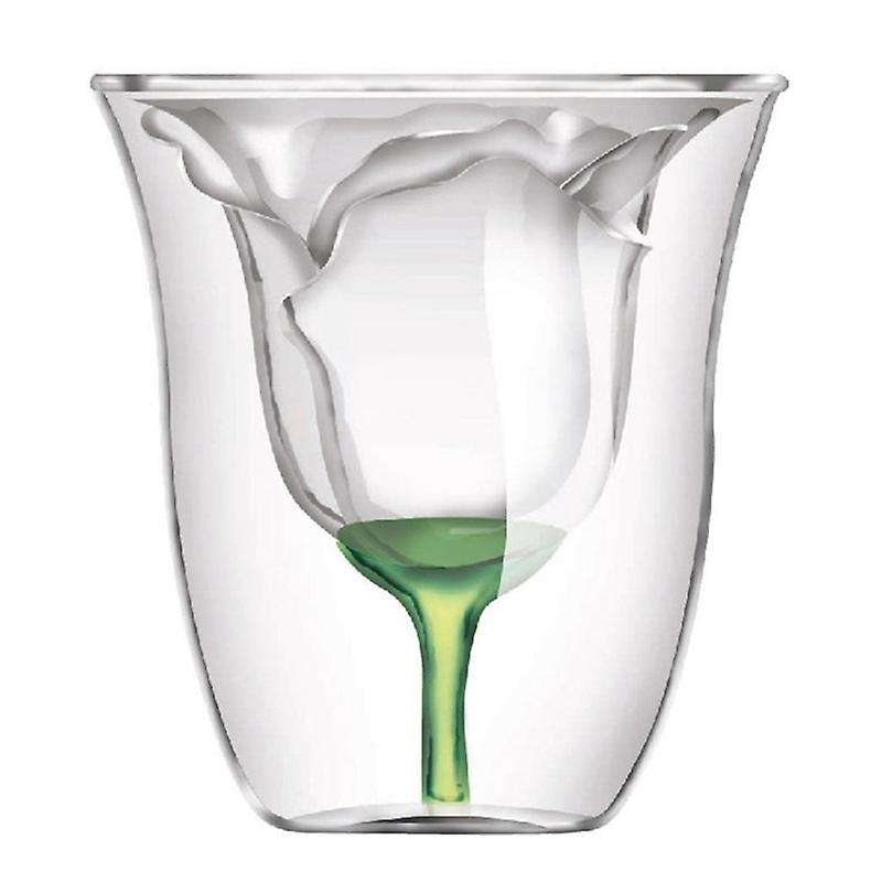Rose Shape Bilayer Wine Glass Cocktail Flip Liquor Cup Household