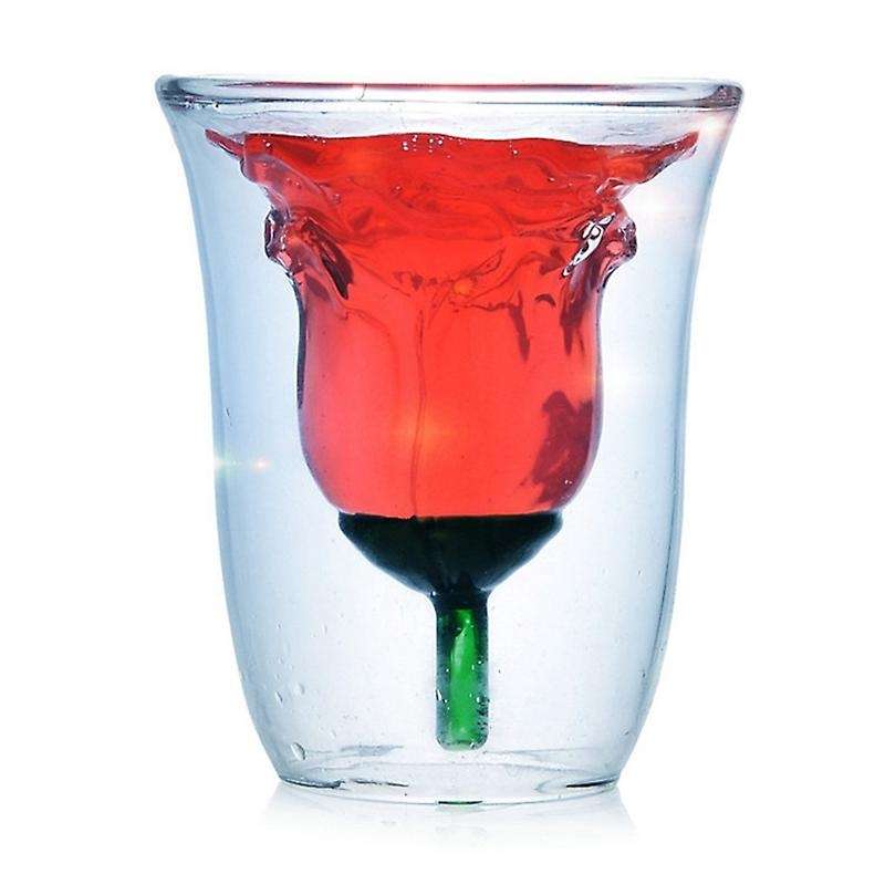 Rose Shape Bilayer Wine Glass Cocktail Flip Liquor Cup Household