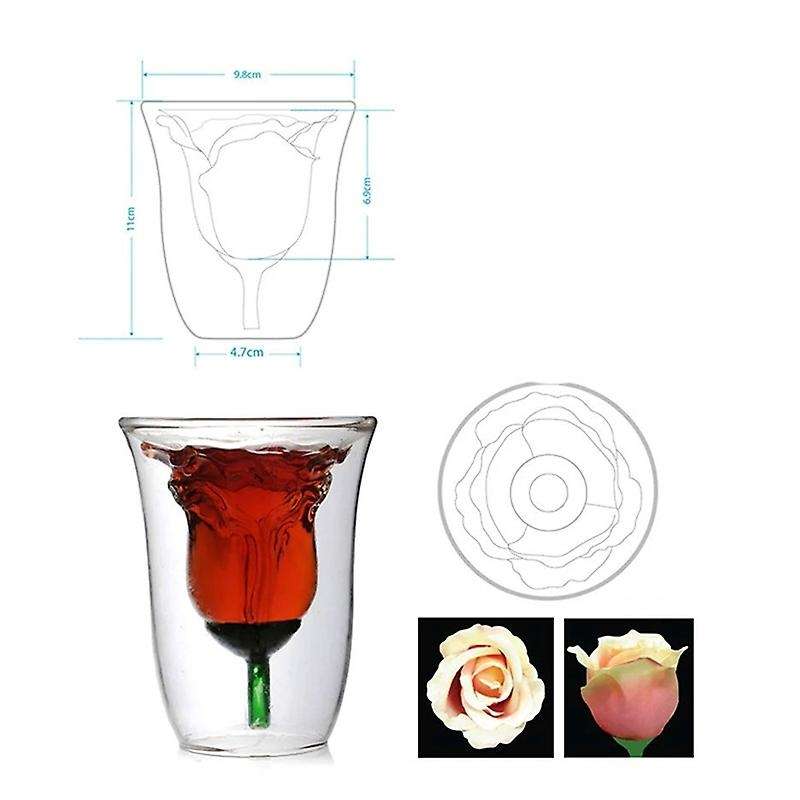 Rose Shape Bilayer Wine Glass Cocktail Flip Liquor Cup Household