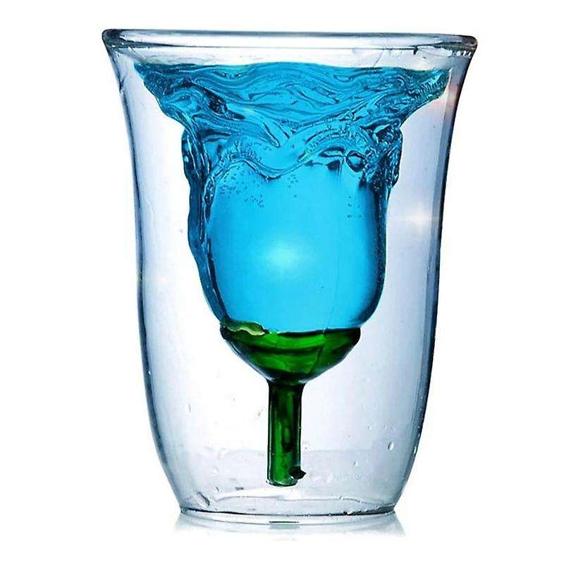 Rose Shape Bilayer Wine Glass Cocktail Flip Liquor Cup Household