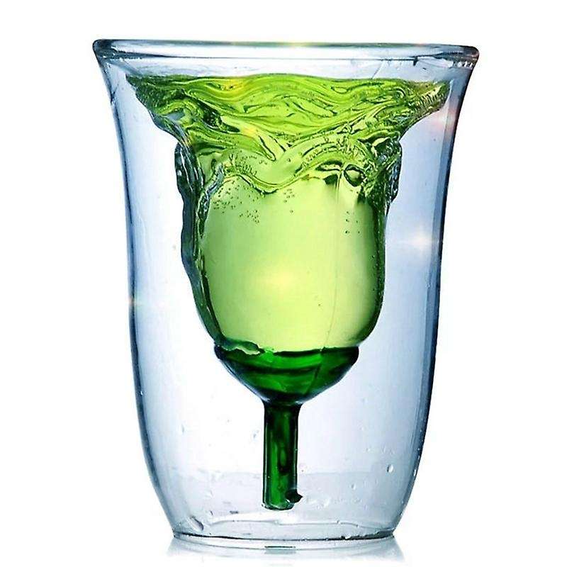 Rose Shape Bilayer Wine Glass Cocktail Flip Liquor Cup Household