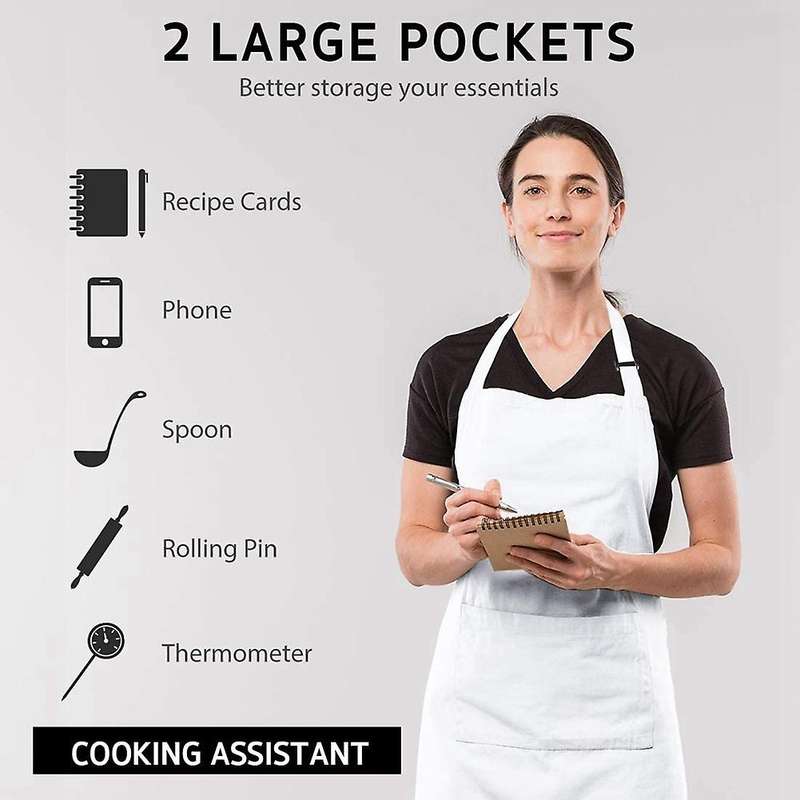 2 Pack Kitchen Adjustable Bib Apron 100% Polyester