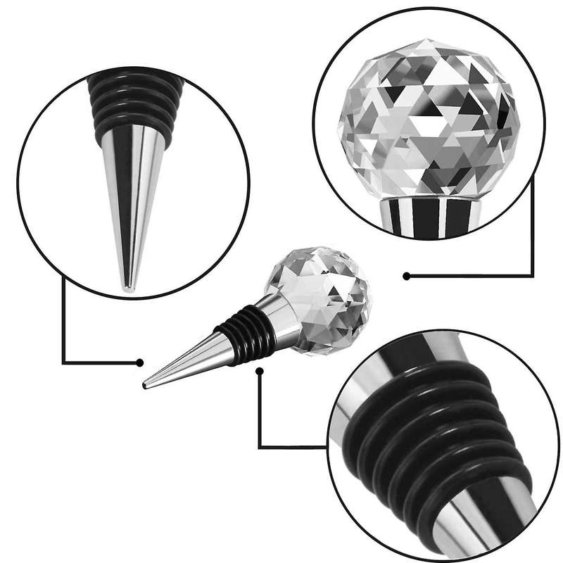 2pcs Decorative Crystal Golf Balls Wine Bottle Stoppers with Gift Box