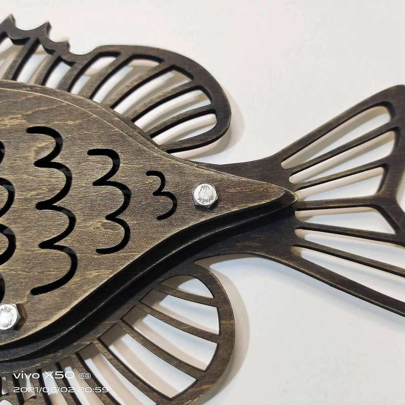 Vintage Wooden Fish Wall Decor Ornament Garden Gift-wood Color