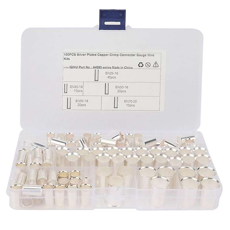 100pcs Awg 4 2 1 2/0 Wire Copper Non Insulated Cord End Terminal Kit