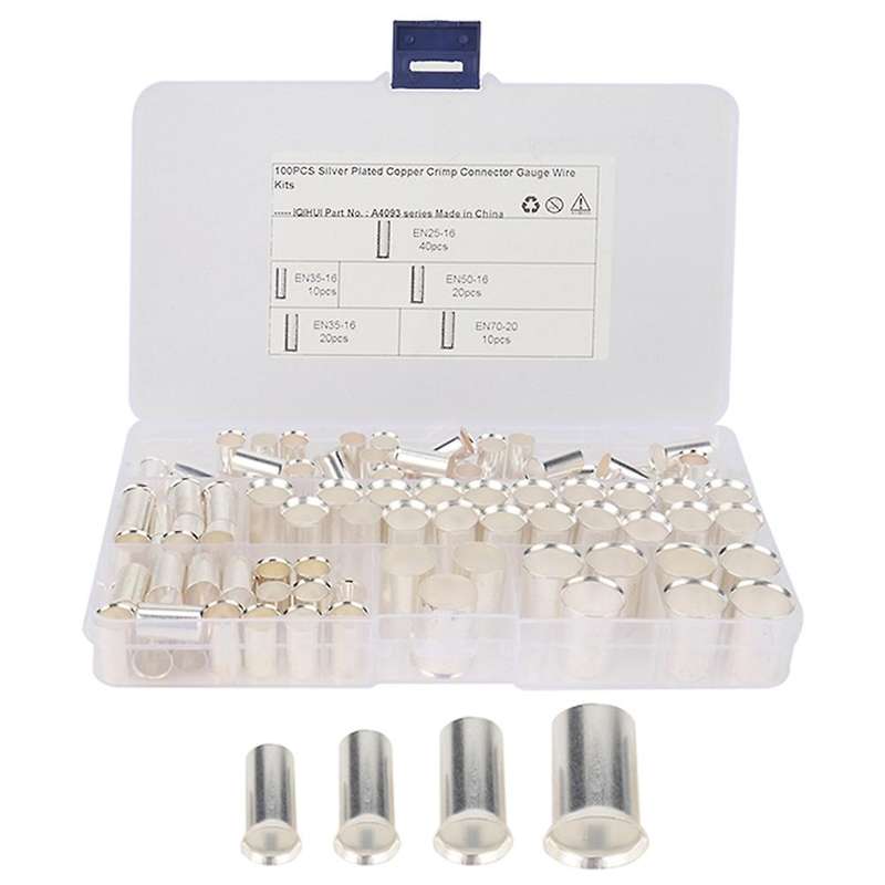 100pcs Awg 4 2 1 2/0 Wire Copper Non Insulated Cord End Terminal Kit