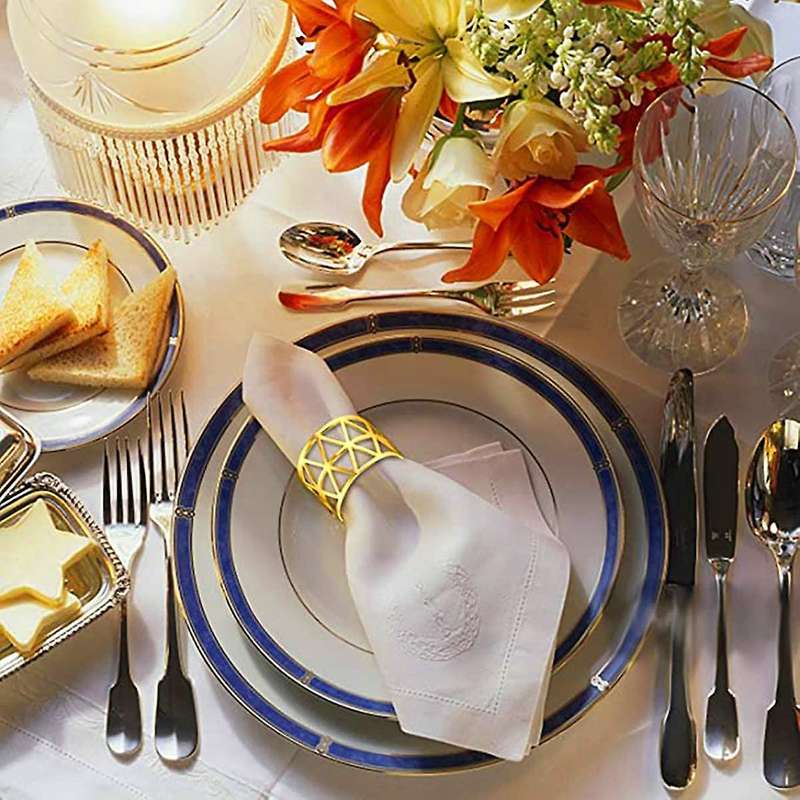 12pcs Of Round Mesh Napkin Ring Holder,table Set for Casual Or Formal