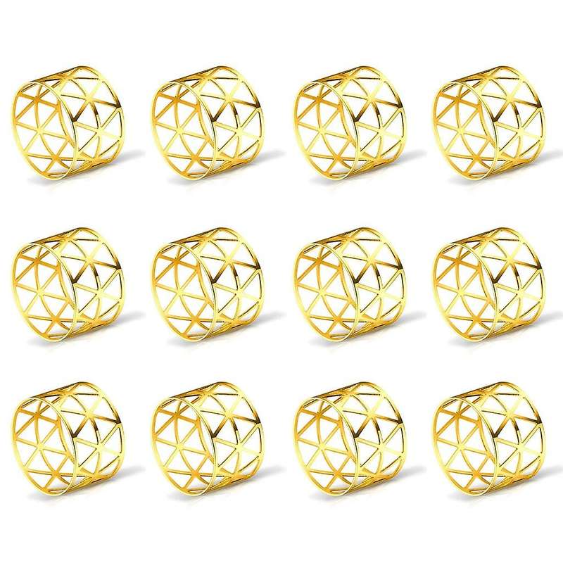 12pcs Of Round Mesh Napkin Ring Holder,table Set for Casual Or Formal