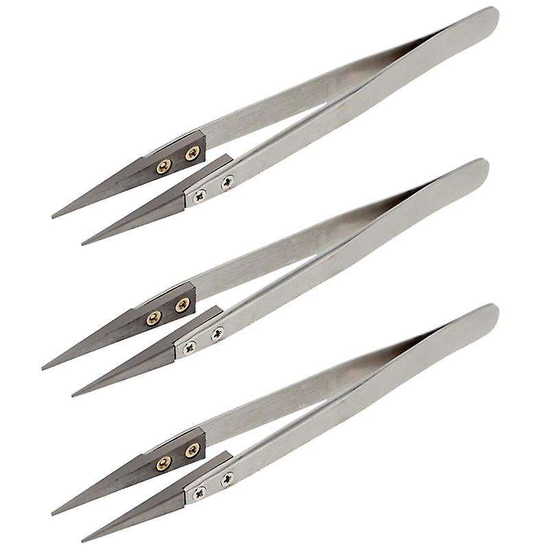 3x Tweezers Ceramic Tweezers with Stainless Steel Handle