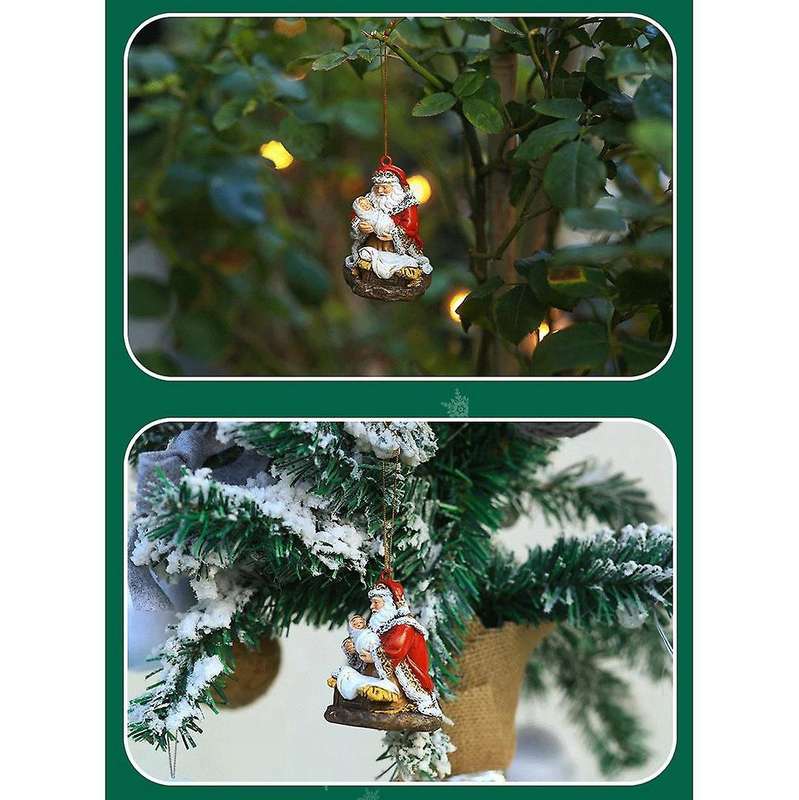 Happy New Year Christmas Ornaments Xmas Gift Resin Crafts Santa Claus