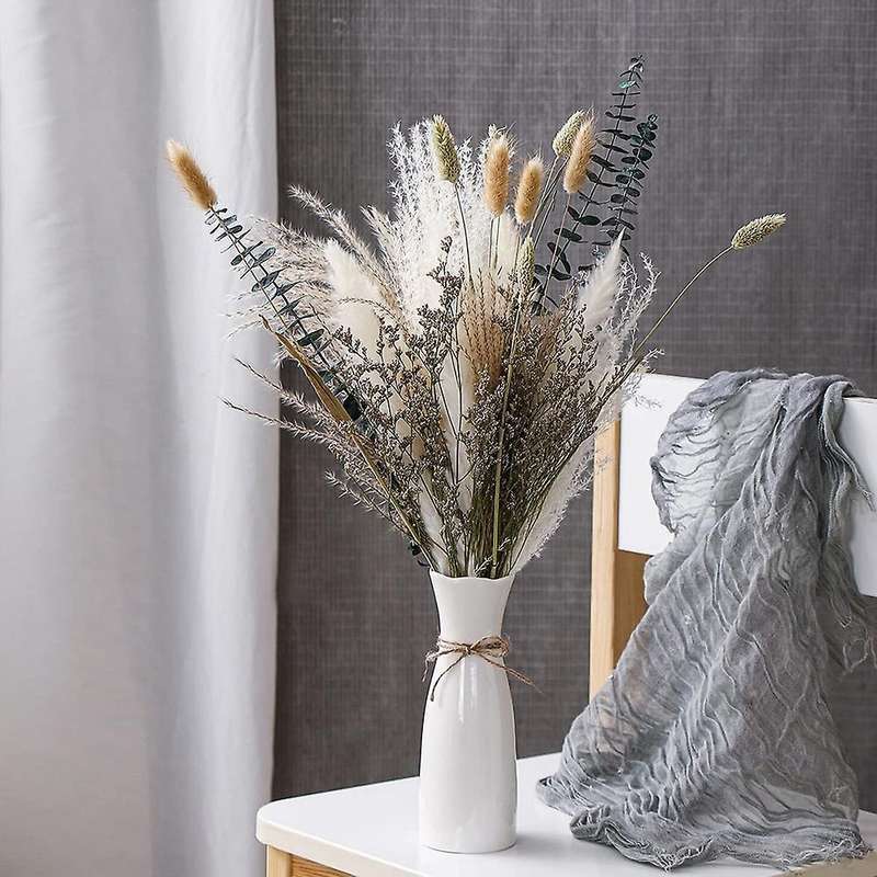 Dried Flower Bouquet ,17inch White Pampas Grass Decor for Home Table