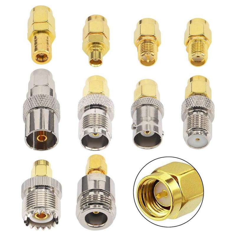 10 Set Sma Adapter Kits Sma Male to N/f/bnc/uhf/mcx/smb/tv/tnc Female