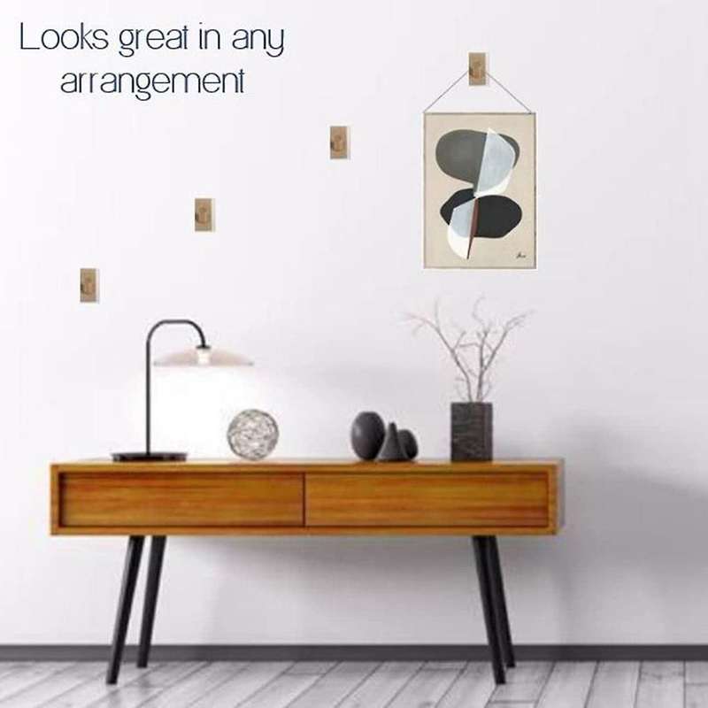 4 Pcs Wood Hangers for Hanging Clothes Adhesive Wall Hat Light Brown