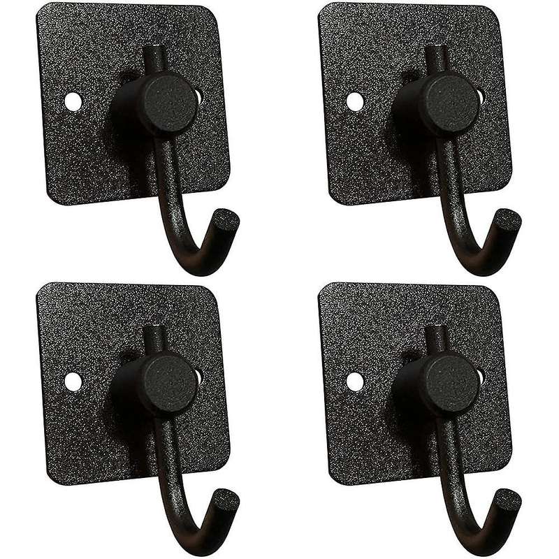 4pcs Towel Hooks Adhesive Wall Mounted Aluminum Hooks (black)