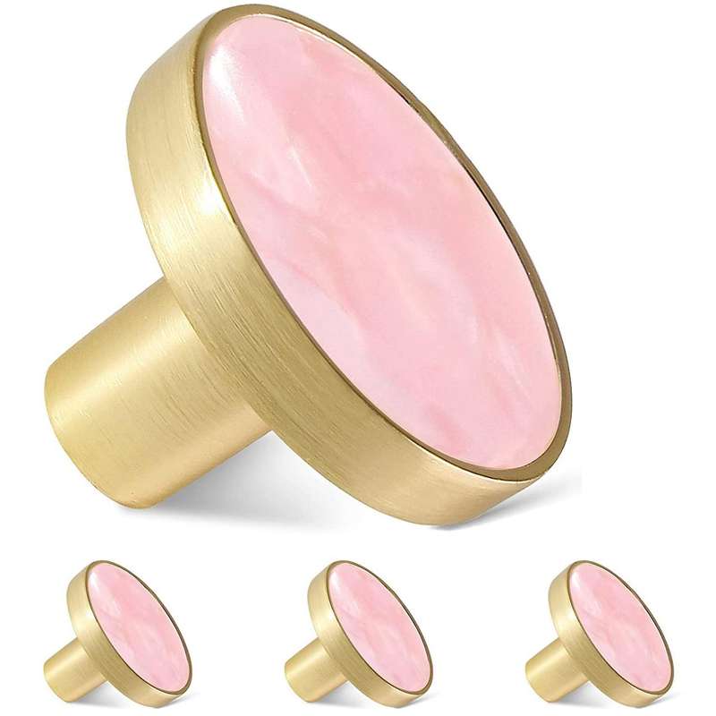 4 Pack Gold Knobs for Dresser Drawers, Kitchen Cupboard , Pink