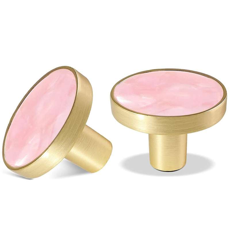 4 Pack Gold Knobs for Dresser Drawers, Kitchen Cupboard , Pink