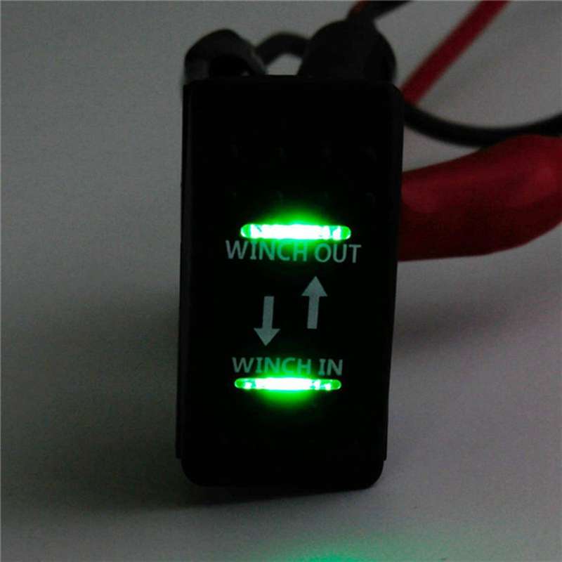 2x 12v 20a Winch In Winch Out On-off-on Rocker Switch 7 Pin Led Green
