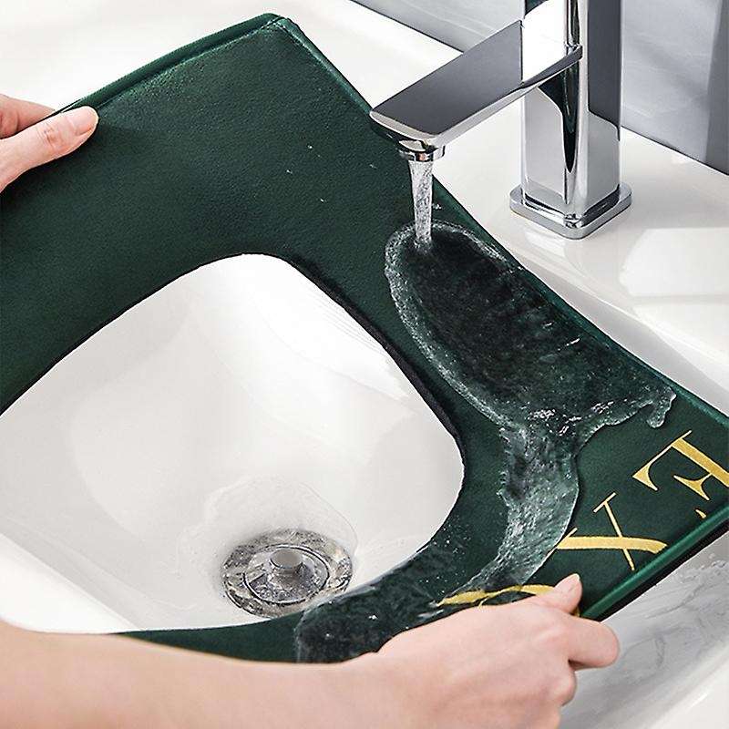 Toilet Seat Cover Pad Square Washable Toilet Lid Cover-red