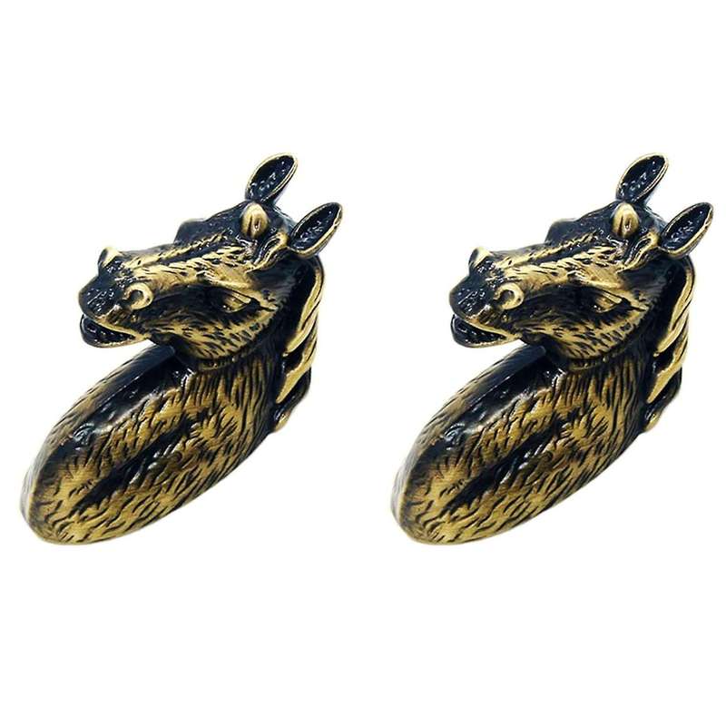 2pcs Antique Door Handles Animal Handle Horse Head Zinc Alloy(bronze)