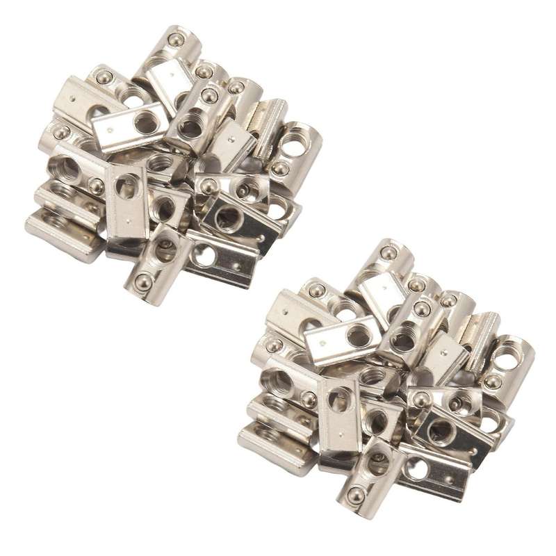 25 Pack 2020 Series M5 T Slot Nuts Roll-in Spring Ball with 6mm Slot