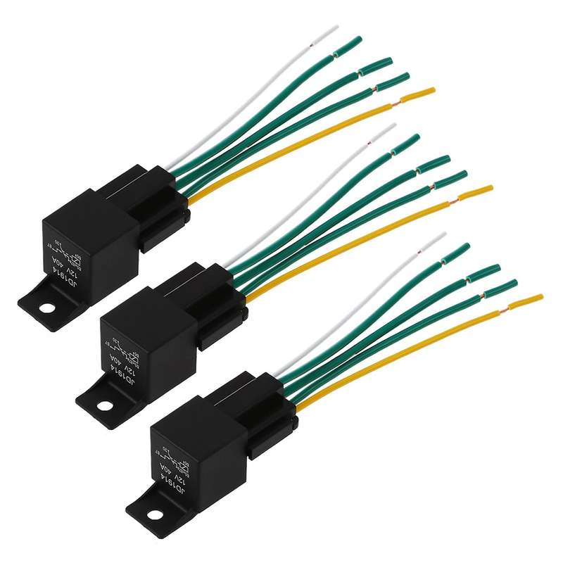 3x 12v Automotive Changeover Relay 40a 5-pin with Socket Holder
