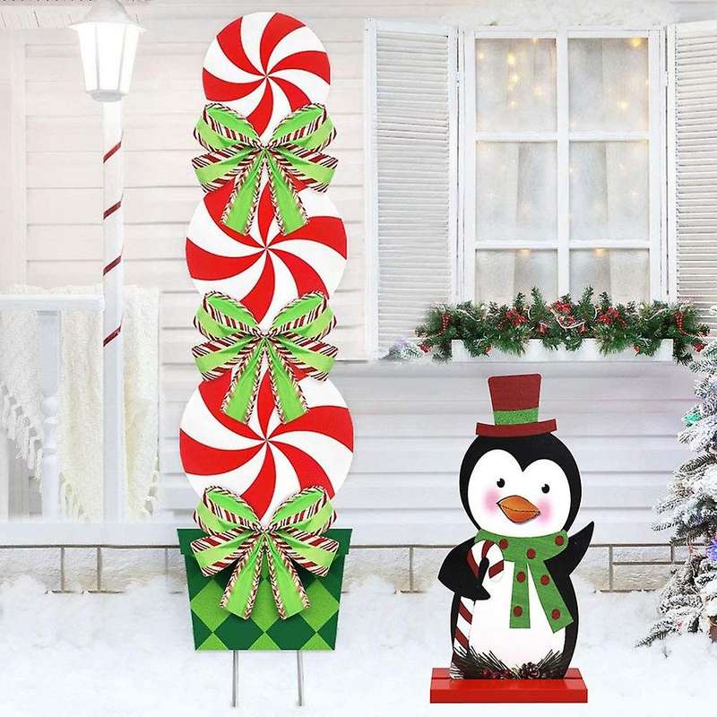3pcs Santa Claus Snowman Penguin Wood Crafts Christmas Decorations