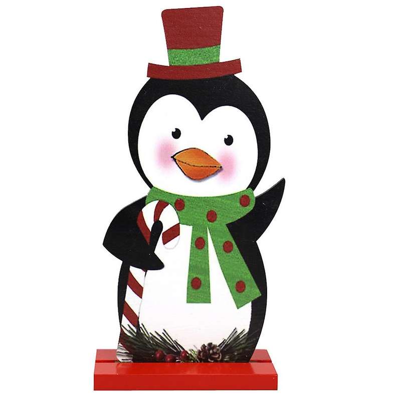 3pcs Santa Claus Snowman Penguin Wood Crafts Christmas Decorations
