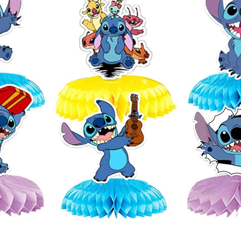 9 Pcs Stitch Theme Party Honeycomb Centerpieces Ornaments