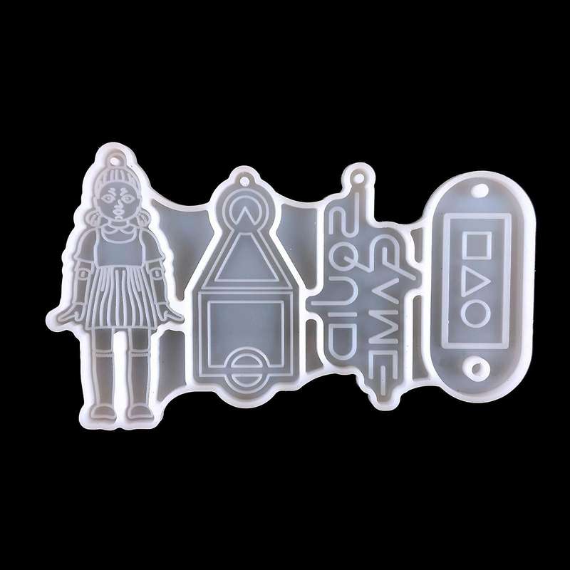 5pcs Squid Game Silicone Mold for Diy Handmade Ornaments Key Chain