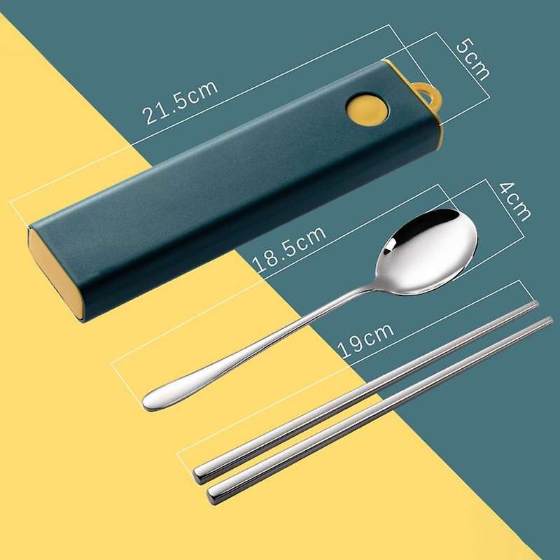 Stainless Steel Cutlery Set Chopsticks Spoon Set with Box Blue