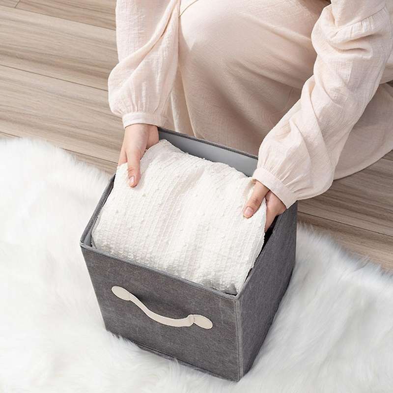 Fabric Storage Folding Children's Toy Storage Box Bedroom Gray