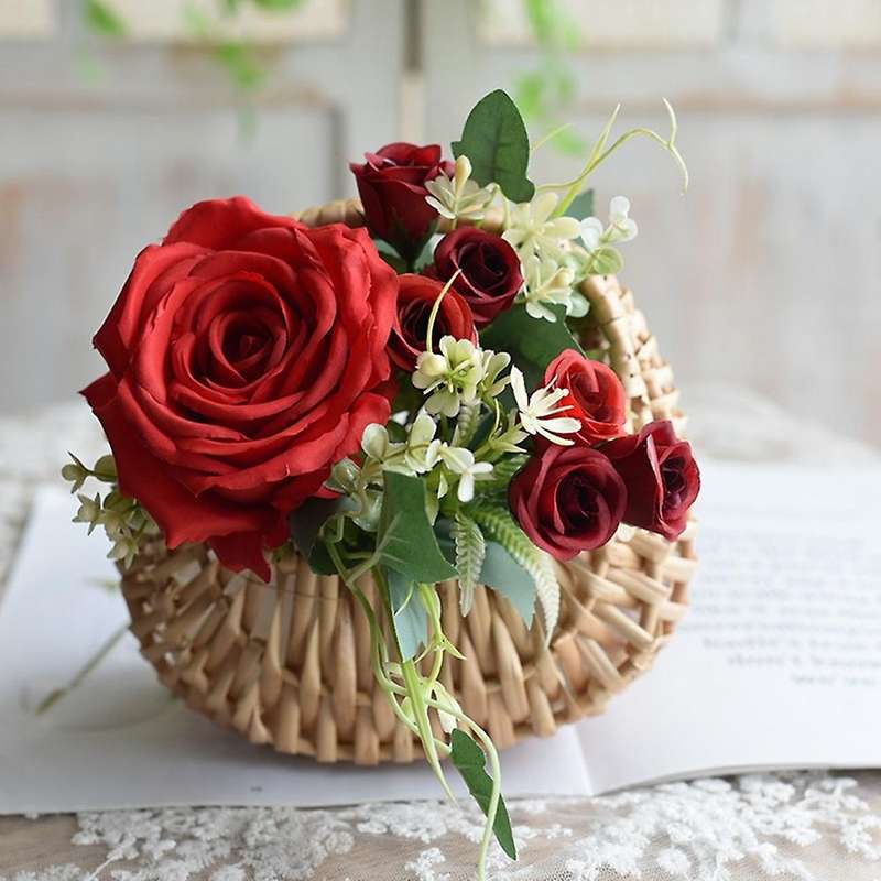 Fashion Portable Flower Arrangement Basket Weaving Bag Rattan