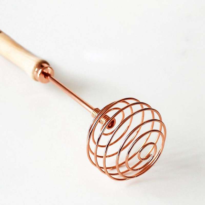 Rose Gold Egg Mixer Whisk Beech Wood Handle