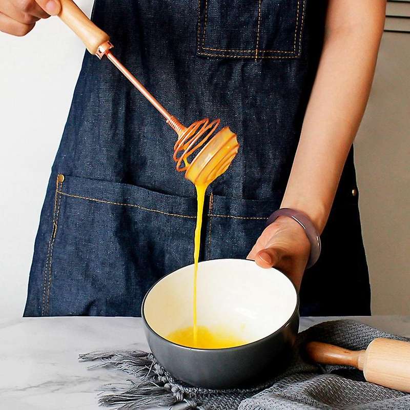 Rose Gold Egg Mixer Whisk Beech Wood Handle