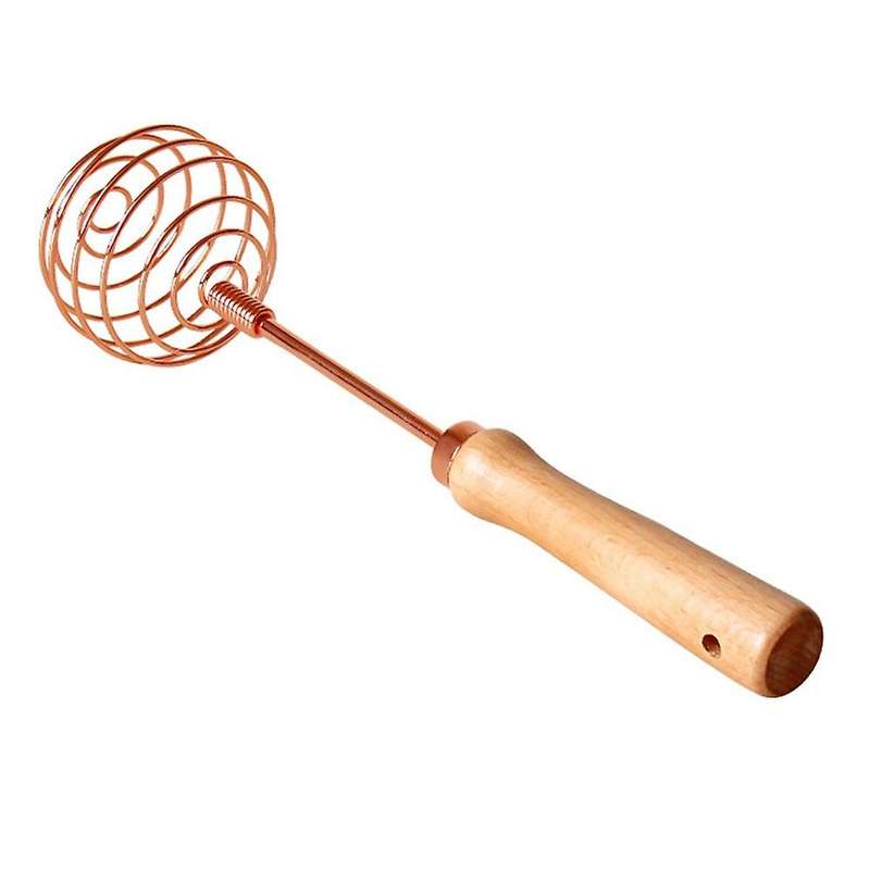 Rose Gold Egg Mixer Whisk Beech Wood Handle