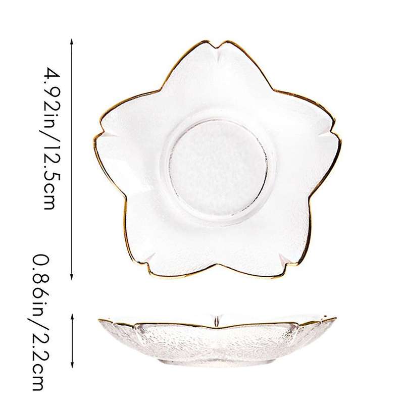 Japanese Style Creative Gilt Glass Cherry Blossom Plate Salad Bowl A
