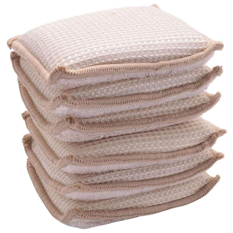 6pcs Cleaning Pad Bamboo Sponges Kitchen Scouring Pads