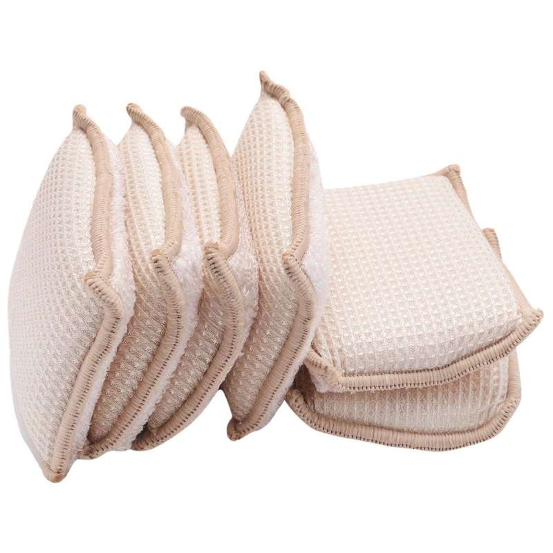 6pcs Cleaning Pad Bamboo Sponges Kitchen Scouring Pads